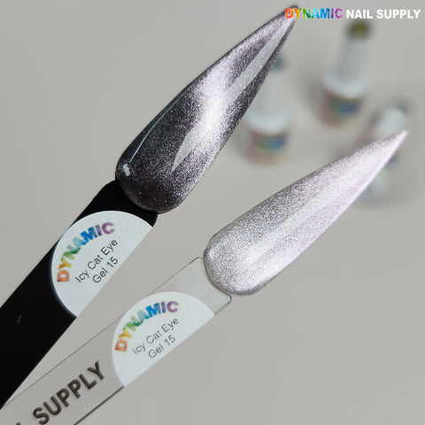 Icy Cat Eye Gel #15 - Reflective Magnetic Silver Shimmery Gel Polish