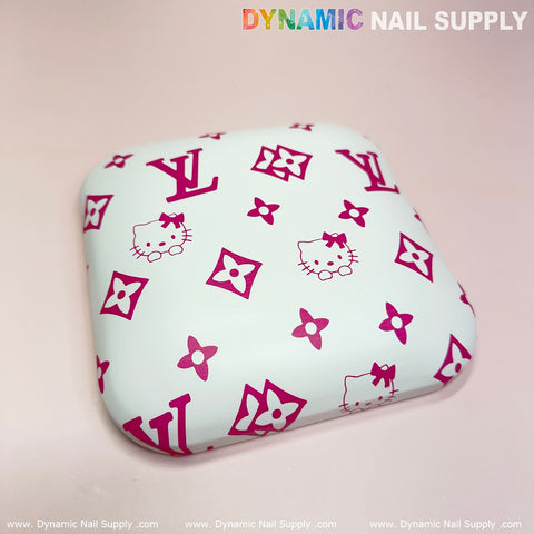 (Pink LV Kitty - Smooth) Leather Elbow Cushion Pad Arm Rest Support for Manicure Nail Desk