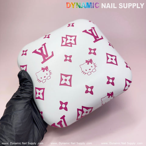 (Pink LV Kitty - Smooth) Leather Elbow Cushion Pad Arm Rest Support for Manicure Nail Desk