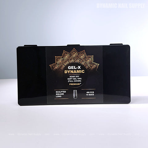 Sculpted Square (Long) Full Cover Soft-Gel Nail Tips (Black Box)