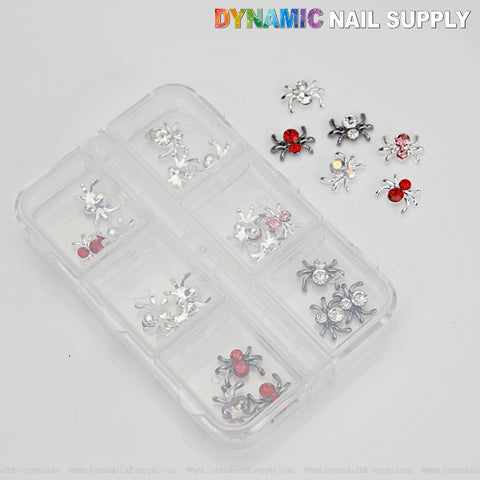 6-grid Rhinestone Spider Charms Silver Metallic Gold - Halloween Charms Decoration DIY Nail Art Design