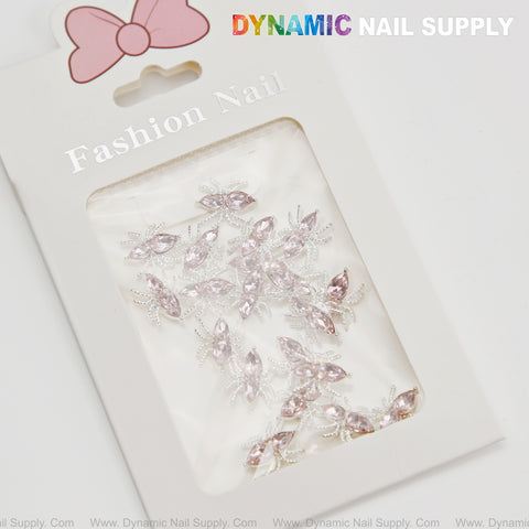 20 pcs Pink and Silver Rhinestone Gem Spider Nail Charms - Halloween Nail Art DIY Design Seasonal Charms