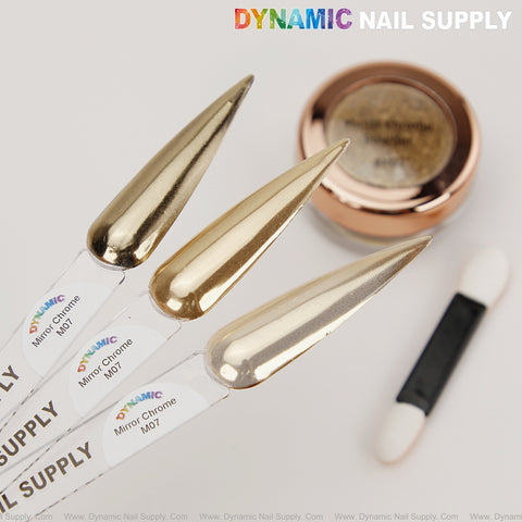 M07 Mirror Nail Chrome Powder - Dark Gold High Pigmented Reflective Shiny Fine Powder