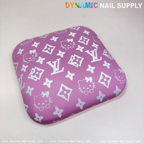 (Pink&White LV Pattern) Leather Elbow Cushion Pad Arm Rest Support for Manicure Nail Desk