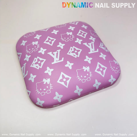 (Pink&White LV Pattern) Leather Elbow Cushion Pad Arm Rest Support for Manicure Nail Desk