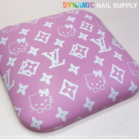 (Pink&White LV Pattern) Leather Elbow Cushion Pad Arm Rest Support for Manicure Nail Desk