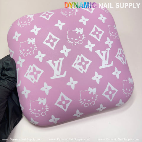 (Pink&White LV Pattern) Leather Elbow Cushion Pad Arm Rest Support for Manicure Nail Desk