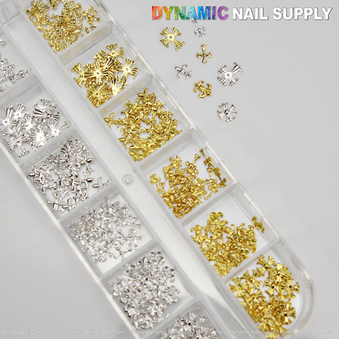 Multi Shape Gold and Silver Antique Crosses Charms for Nails Art design