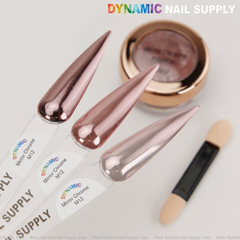 M12 Mirror Nail Chrome Powder - Light Pink High Pigmented Reflective Shiny Fine Powder