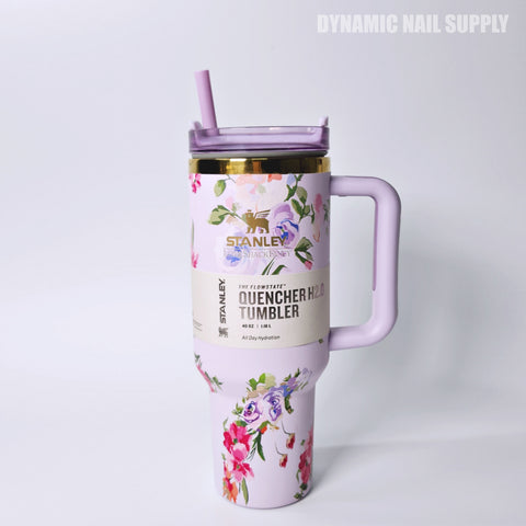 (Purple Flower) Stainless Steel Tumbler (40oz)