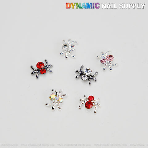 6-grid Rhinestone Spider Charms Silver Metallic Gold - Halloween Charms Decoration DIY Nail Art Design