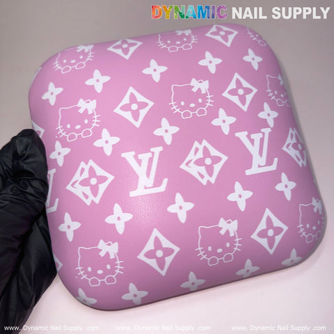 (Pink&White LV Pattern) Leather Elbow Cushion Pad Arm Rest Support for Manicure Nail Desk