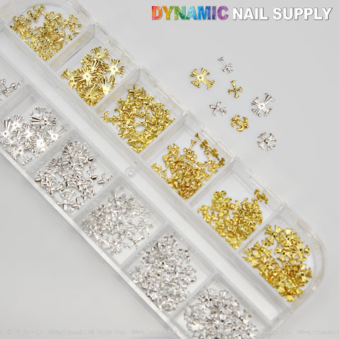 Multi Shape Gold and Silver Antique Crosses Charms for Nails Art design