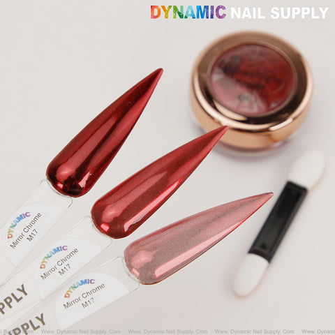 M17 Mirror Nail Chrome Powder - Red High Pigmented Reflective Shiny Fine Powder