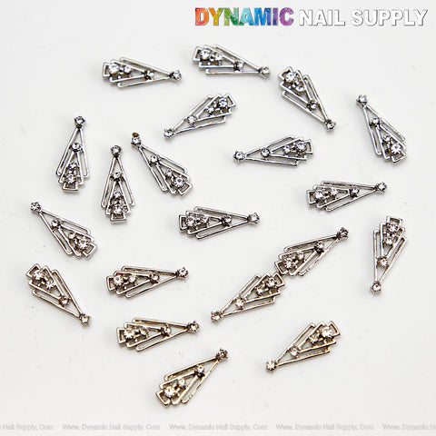 20pcs Luxury Silver Triangular Nail Rhinestone Charms - Nail Art DIY Design