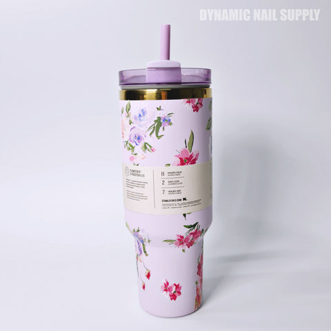 (Purple Flower) Stainless Steel Tumbler (40oz)