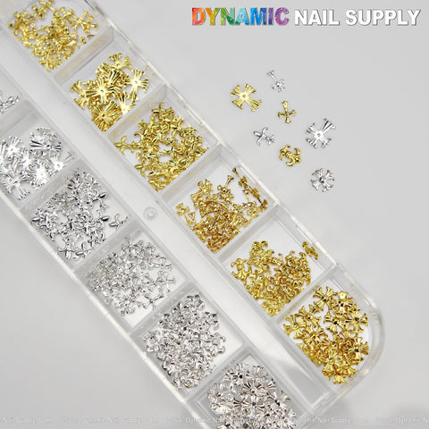 Multi Shape Gold and Silver Antique Crosses Charms for Nails Art design
