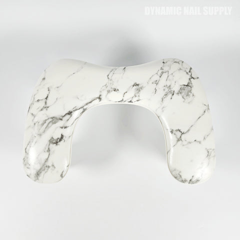 (White Marble) U-SHAPE Microfiber Leather Armrest with Cushion Pillow for Pedicure Manicure (Reposabrazos Para Manicura)