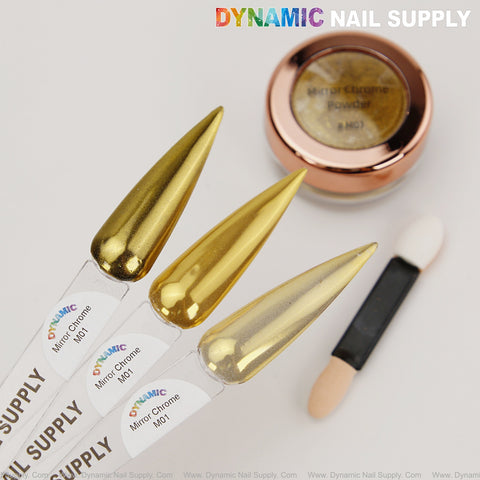 M01 Mirror Nail Chrome Powder - Gold High Pigmented Reflective Shiny Fine Powder