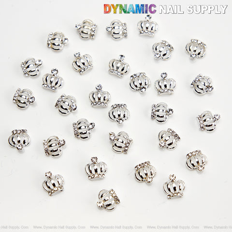 20pcs Luxury Silver Crown Nail Rhinestone Charm Set Box - Nail Art DIY Design