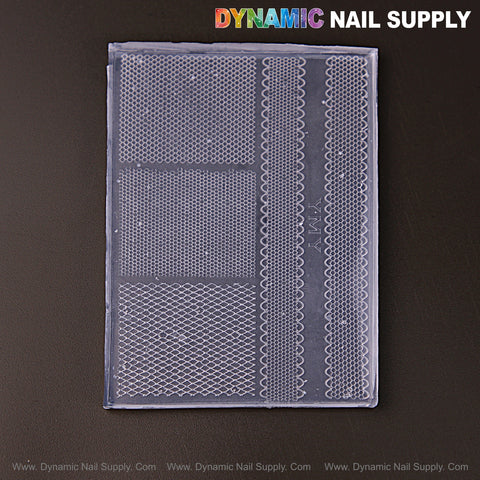 Mixed Lace Patterns-3D Nail Art Silicone Molds for embossed charms, custom designs by Dynamic Nail Supply.