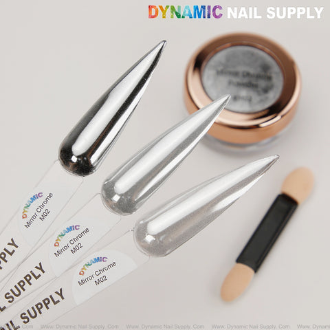 M02 Mirror Nail Chrome Powder - Silver High Pigmented Reflective Shiny Fine Powder