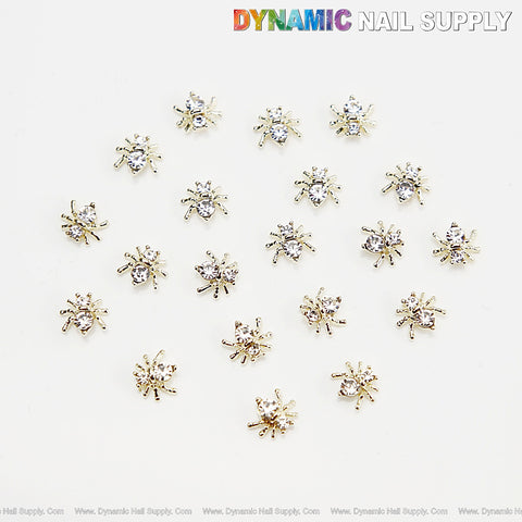20pcs Gold Rhinestone Tiny Spider Nail Charm - Nail Art Design Halloween Seasonal Charm
