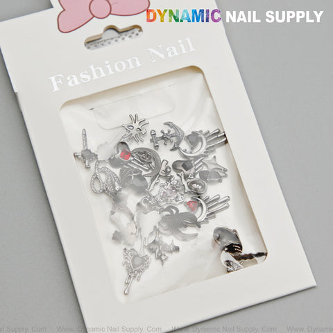 24 pcs Mixed Gothic and Crossed Skeleton Alloy Nail Charms - Halloween Nail Art DIY Design Seasonal Charms