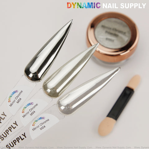 M04 Mirror Nail Chrome Powder - Light Silvery Gold High Pigmented Reflective Shiny Fine Powder