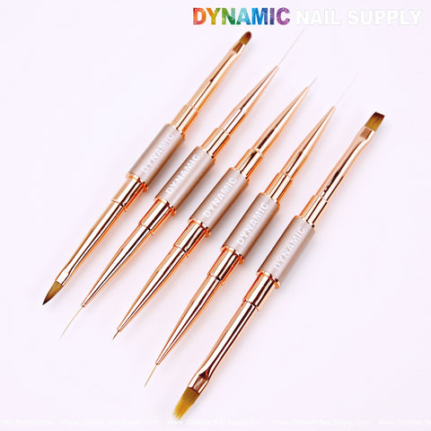 DYNAMIC Nail Art Dual Head Multi-use Metallic Color Brush - Liner, Builder, Ombre, 3D, Detail Brush