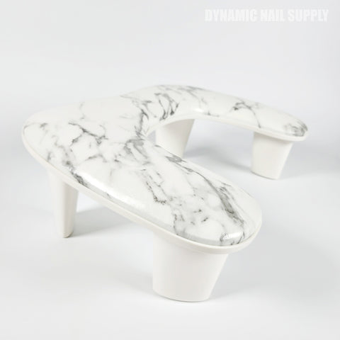 (White Marble) U-SHAPE Microfiber Leather Armrest with Cushion Pillow for Pedicure Manicure (Reposabrazos Para Manicura)