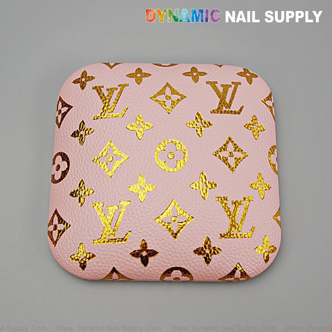 (Gold LV Engrave Pink) Elbow Pad for Nail Tech : Soft Pu Leather, Supportive, Built for Long Hours