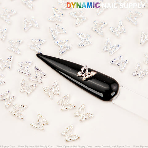50pcs Light Silver Butterflies Shape Charms for Nails Gems, Nail Art Decorations