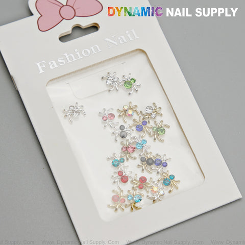 20 pcs Mixed Color Gold and Silver Rhinestone Gem Spider Nail Charms - Halloween Nail Art DIY Design Seasonal Charms