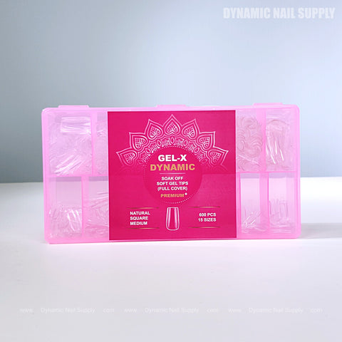 Natural Square (Medium) Full Cover Soft-Gel Nail Tips (Pink Box)