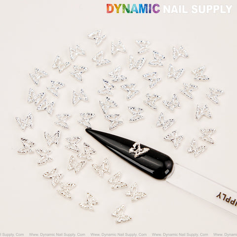 50pcs Light Silver Butterflies Shape Charms for Nails Gems, Nail Art Decorations