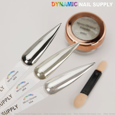 M04 Mirror Nail Chrome Powder - Light Silvery Gold High Pigmented Reflective Shiny Fine Powder