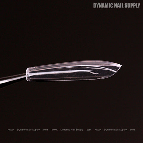 The Natural Square (Long) Soft-Gel Nail Tip (Pink Box) is shown on a stick against black with Dynamic Nail Supply text.