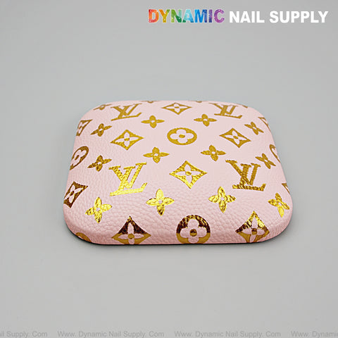 (Gold LV Engrave Pink) Elbow Pad for Nail Tech : Soft Pu Leather, Supportive, Built for Long Hours