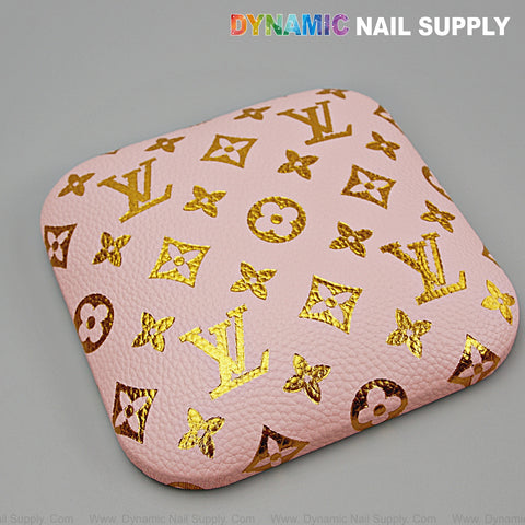 (Gold LV Engrave Pink) Elbow Pad for Nail Tech : Soft Pu Leather, Supportive, Built for Long Hours