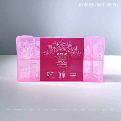 Natural Round XS Full Cover Soft-Gel Nail Tips (Pink Box)
