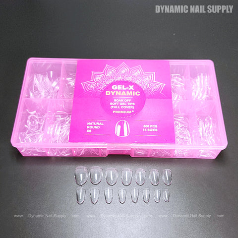 Natural Round XS Full Cover Soft-Gel Nail Tips (Pink Box)