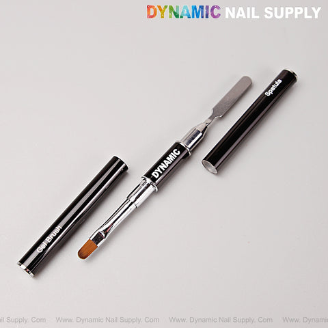 Black Dual Head Builder Poly Hard Gel Nail Art Brush—oval brush and spatula for gel nails.