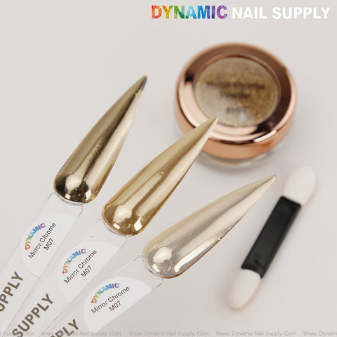 M07 Mirror Nail Chrome Powder - Dark Gold High Pigmented Reflective Shiny Fine Powder