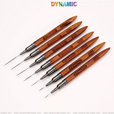 DYNAMIC Nail Art Liner Wooden Nail Brush - Different Size Super Thin High Quality Line Bristles for Design and French Tips