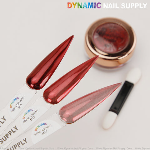 M17 Mirror Nail Chrome Powder - Red High Pigmented Reflective Shiny Fine Powder