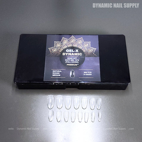 Natural Round (Medium) Full Cover Soft-Gel Nail Tips (Black Box)