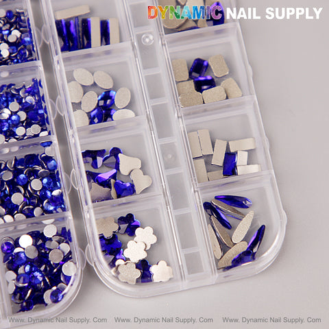 The [Blue] Multi Shape Size Nail Crystal Gem Rhinestone Set is a must-have kit for creative nail art designs.