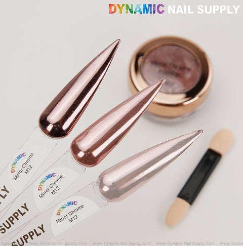 M12 Mirror Nail Chrome Powder - Light Pink High Pigmented Reflective Shiny Fine Powder