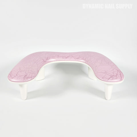 Pink Marble U-SHAPE Microfiber Leather Armrest Cushion Pillow for Manicure Pedicure, on a white background.